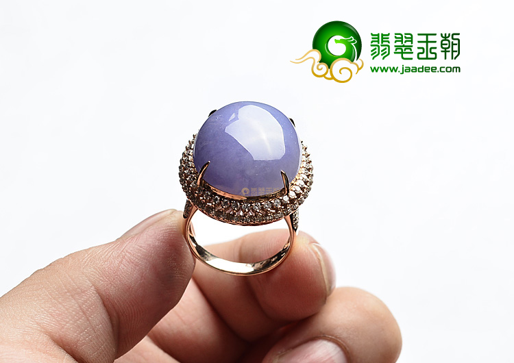 (超值推荐)糯冰种紫罗兰镶玫瑰金戒指(真钻)