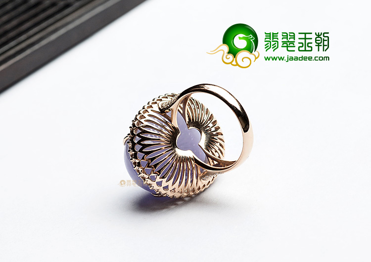 (超值推荐)糯冰种紫罗兰镶玫瑰金戒指(真钻)