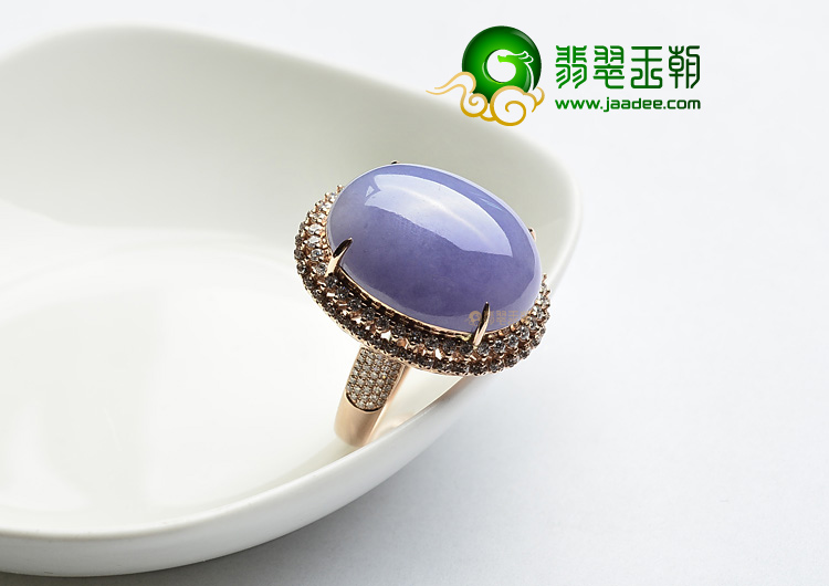 (超值推荐)糯冰种紫罗兰镶玫瑰金戒指(真钻)