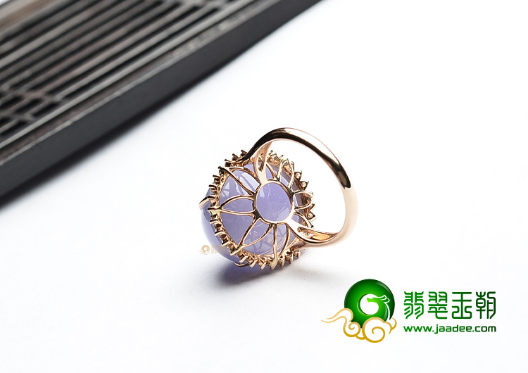 (超值推荐)糯冰种紫罗兰镶玫瑰金戒指(真钻)