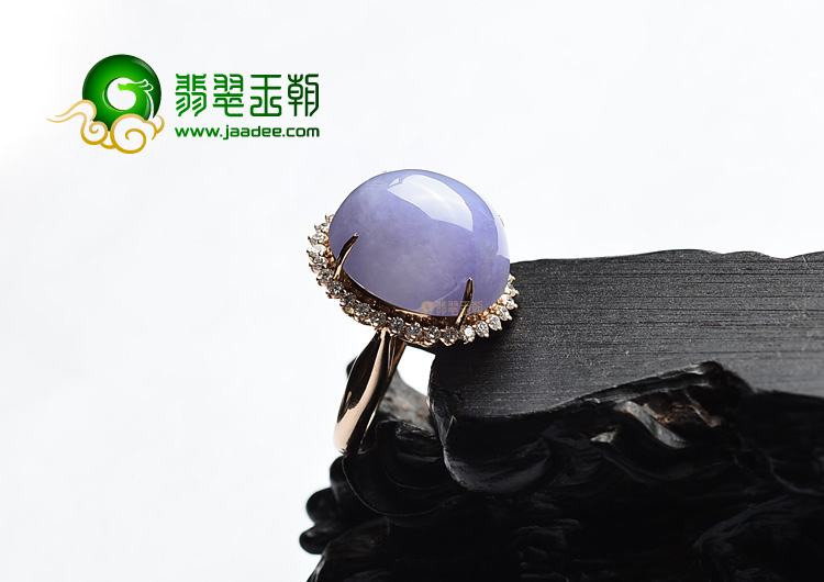 (超值推荐)糯冰种紫罗兰镶玫瑰金戒指(真钻)