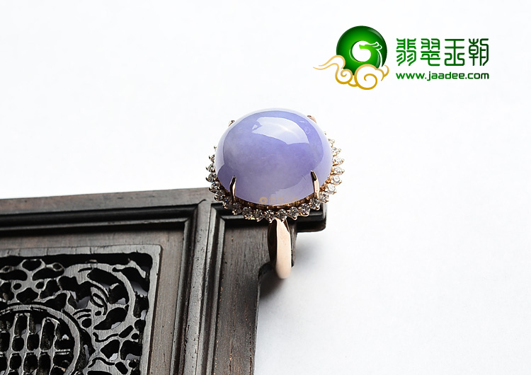 (超值推荐)糯冰种紫罗兰镶玫瑰金戒指(真钻)