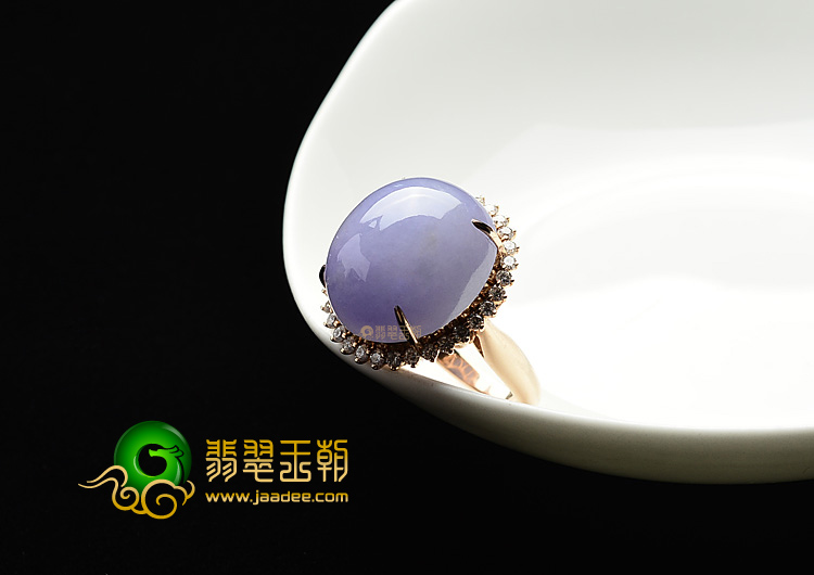 (超值推荐)糯冰种紫罗兰镶玫瑰金戒指(真钻)