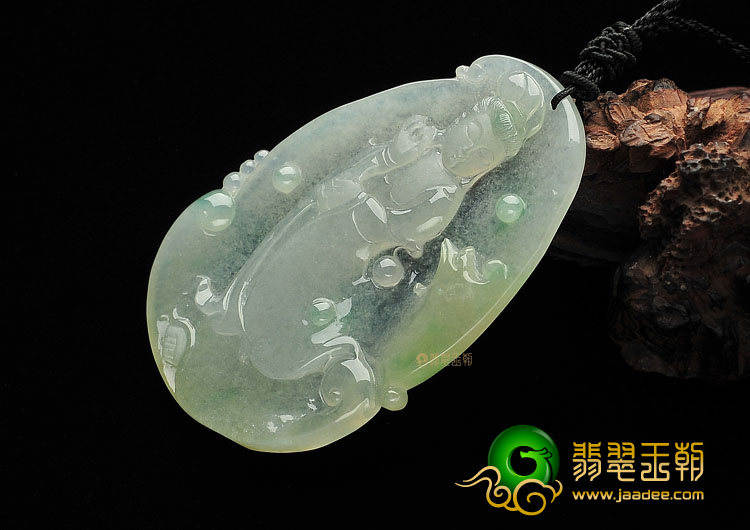 冰种晴水飘花站观音挂件