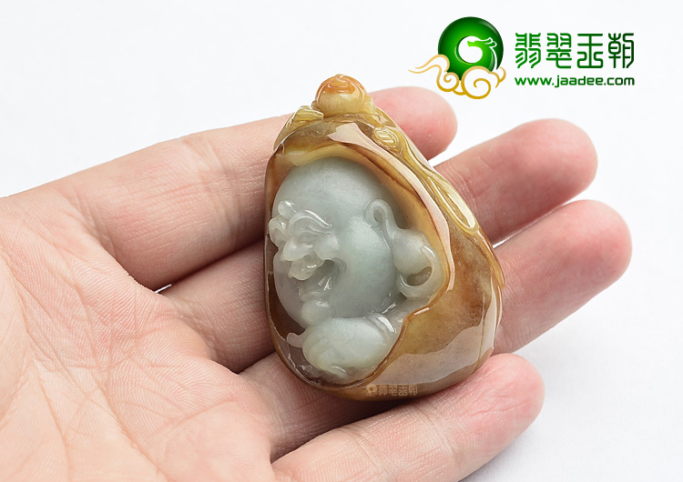 (超值推荐)糯冰种褐黄翡佛头挂件