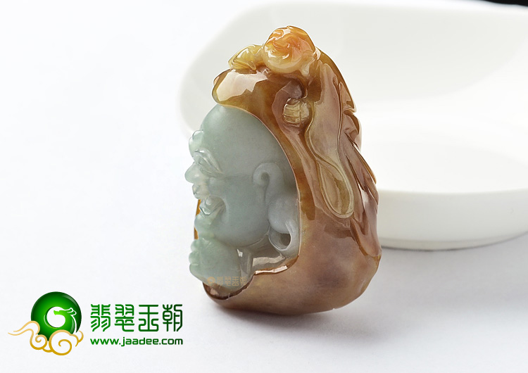 (超值推荐)糯冰种褐黄翡佛头挂件