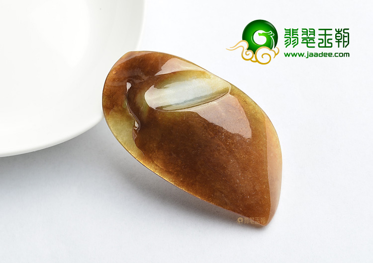 糯冰种褐黄翡观音头挂件