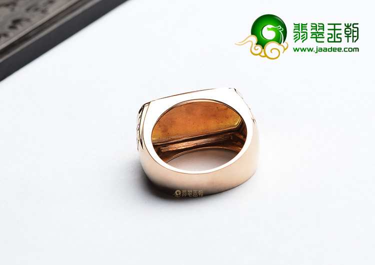 (超值推荐)冰种红黄翡镶玫瑰金马鞍戒指(真钻)