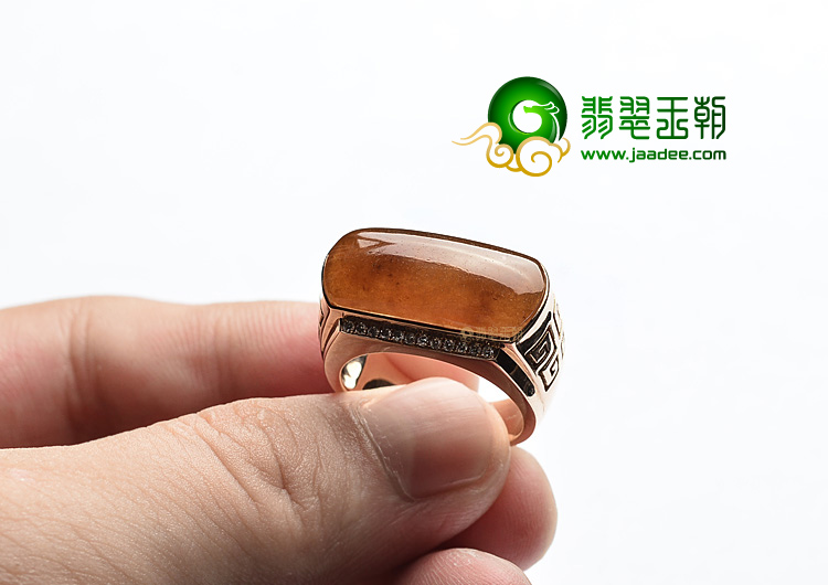 (超值推荐)冰种红黄翡镶玫瑰金马鞍戒指(真钻)