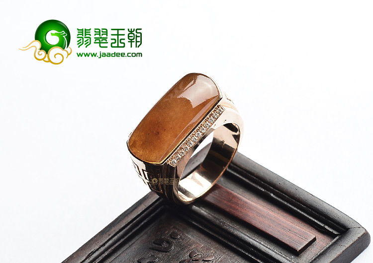 (超值推荐)冰种红黄翡镶玫瑰金马鞍戒指(真钻)