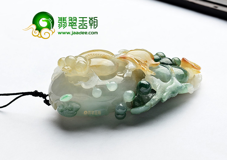 (超值推荐)糯冰种三彩金玉满堂挂件