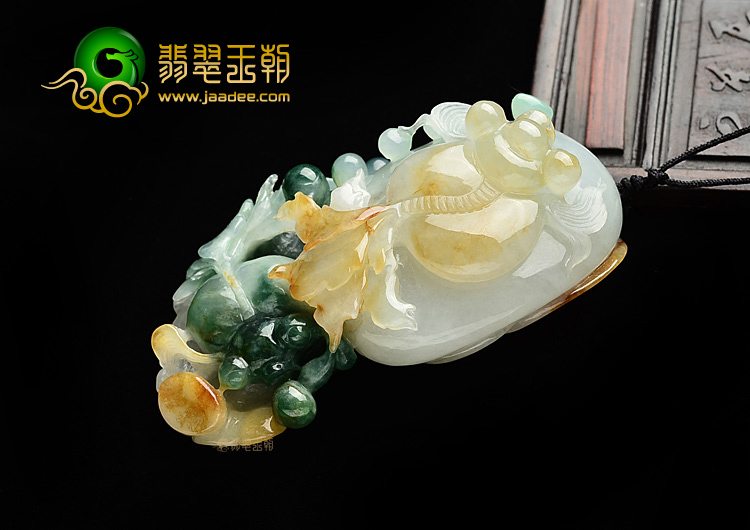 (超值推荐)糯冰种三彩金玉满堂挂件