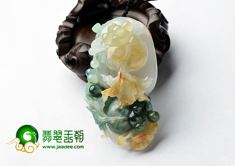 (超值推荐)糯冰种三彩金玉满堂挂件
