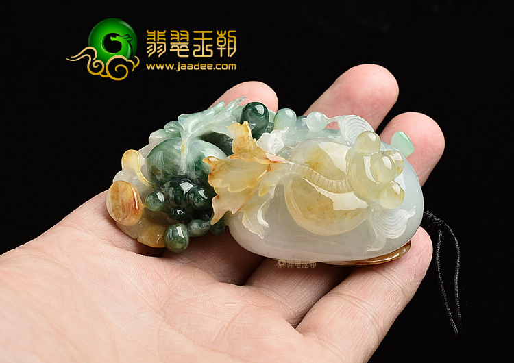 (超值推荐)糯冰种三彩金玉满堂挂件