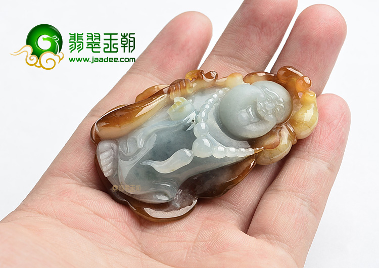 (超值推荐)糯冰种褐黄翡布袋佛挂件/手玩件