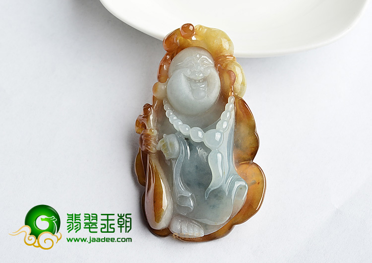 (超值推荐)糯冰种褐黄翡布袋佛挂件/手玩件
