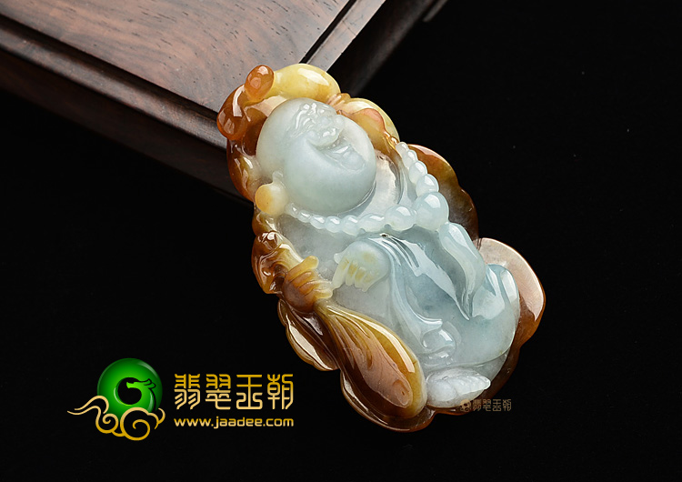 (超值推荐)糯冰种褐黄翡布袋佛挂件/手玩件