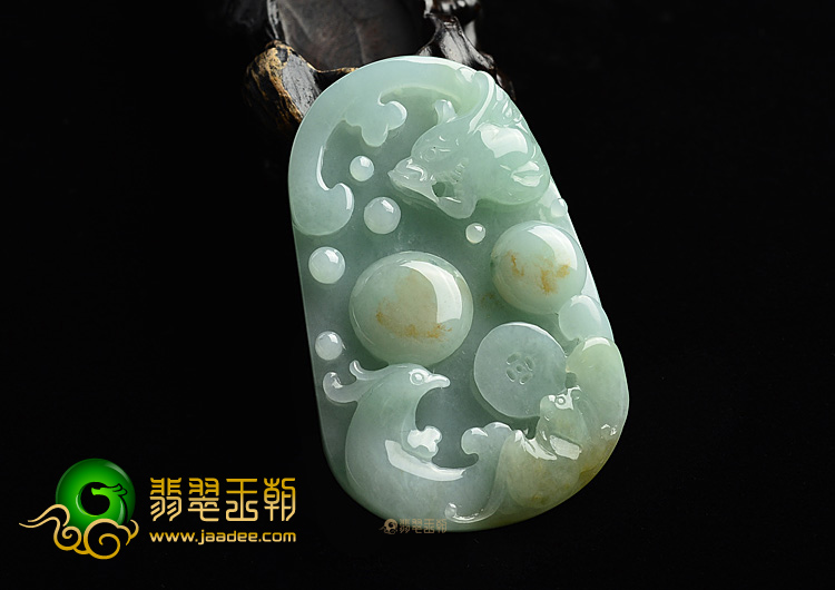 (超值推荐)糯冰种晴水带黄翡龙凤牌挂件