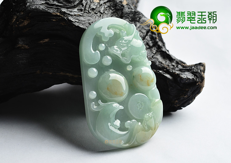 (超值推荐)糯冰种晴水带黄翡龙凤牌挂件