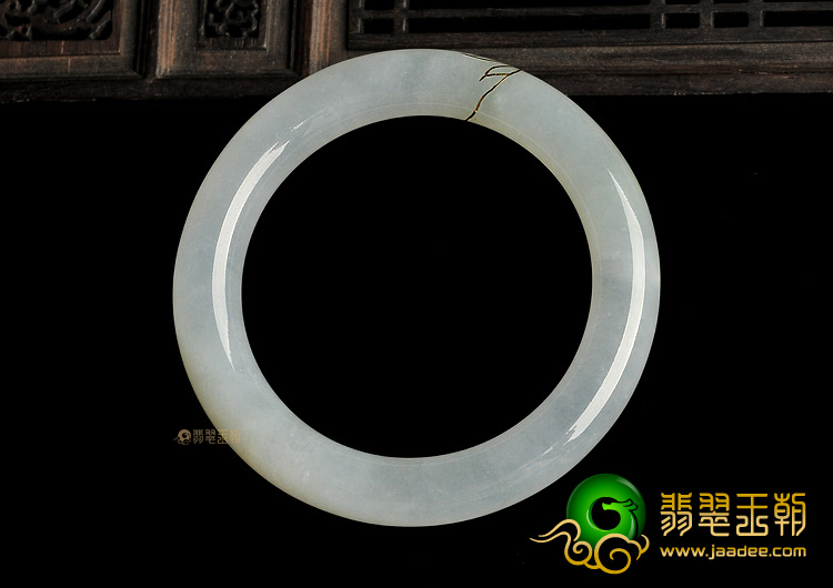 冰种晴水镶玫瑰金圆条手镯(53.7mm)