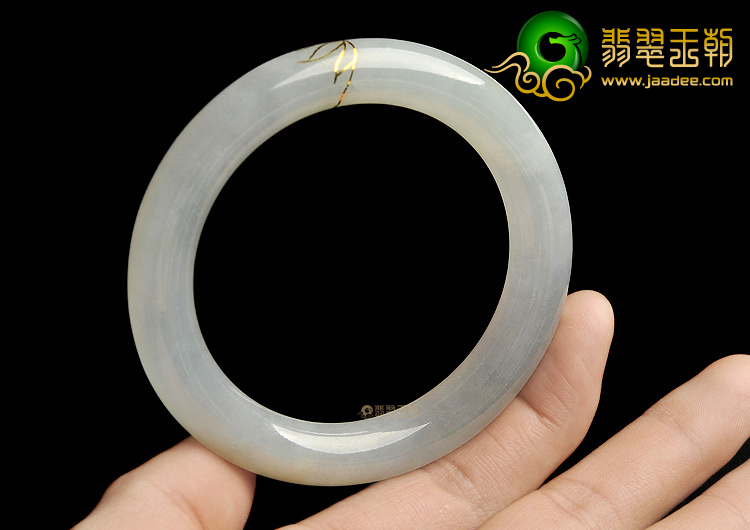 冰种晴水镶玫瑰金圆条手镯(53.7mm)