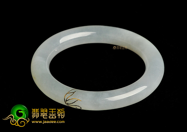 冰种晴水镶玫瑰金圆条手镯(53.7mm)