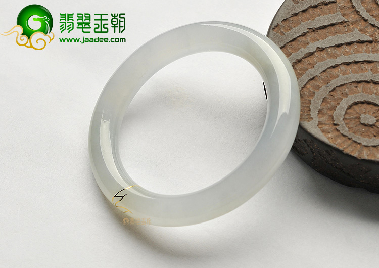 冰种晴水镶玫瑰金圆条手镯(53.7mm)