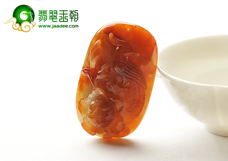 糯冰种红翡花开富贵挂件