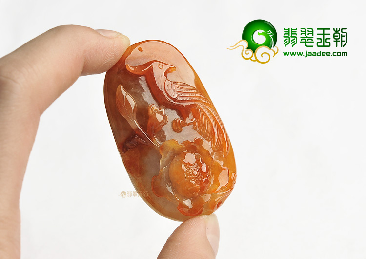 糯冰种红翡花开富贵挂件