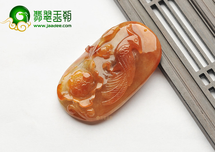 糯冰种红翡花开富贵挂件
