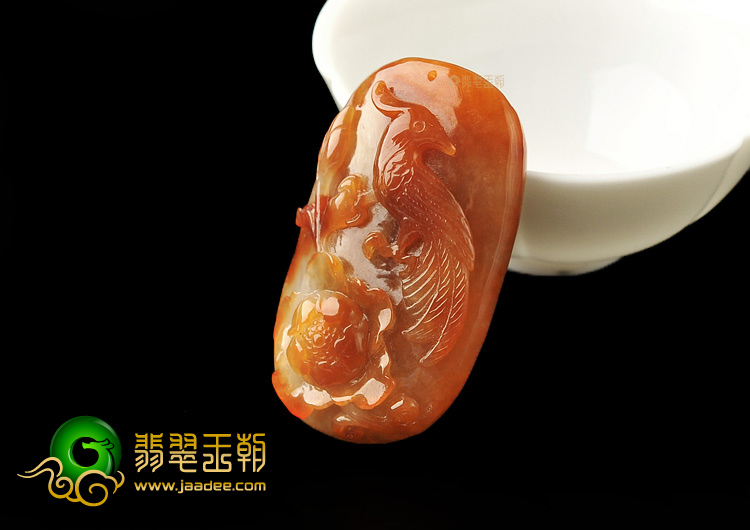 糯冰种红翡花开富贵挂件