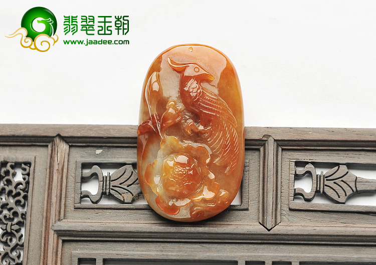 糯冰种红翡花开富贵挂件