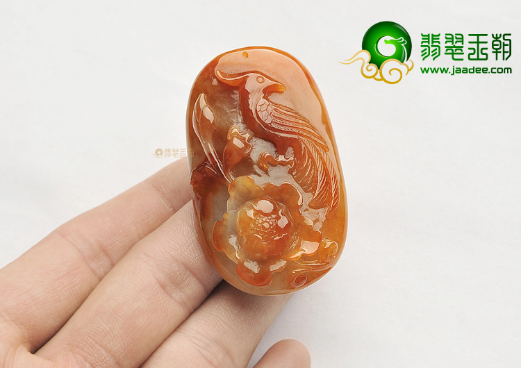 糯冰种红翡花开富贵挂件