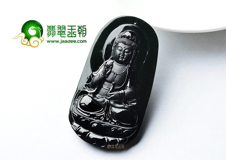 (超值推荐)玻璃种墨翠观音挂件
