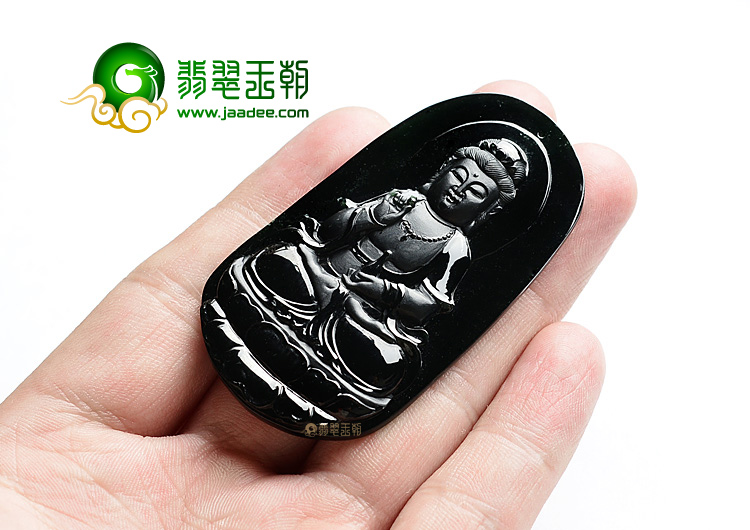 (超值推荐)玻璃种墨翠观音挂件