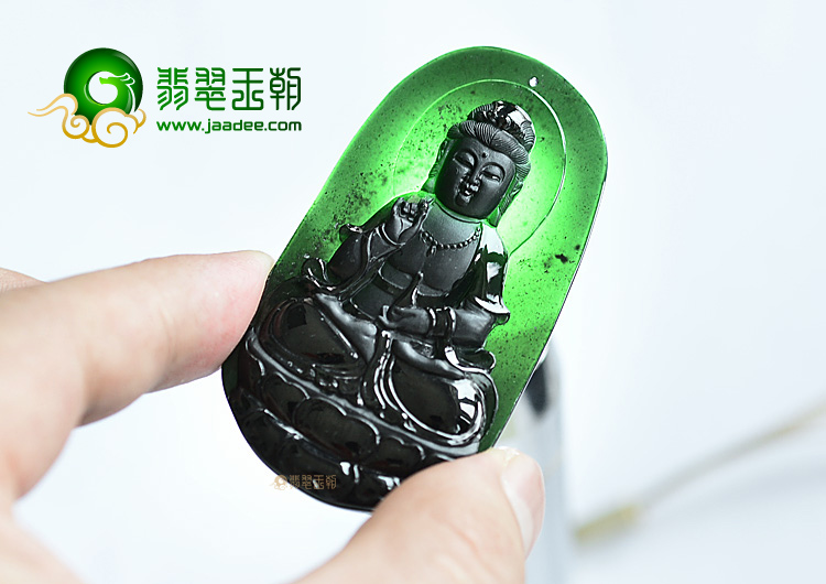 (超值推荐)玻璃种墨翠观音挂件