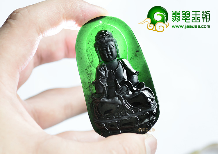 (超值推荐)玻璃种墨翠观音挂件