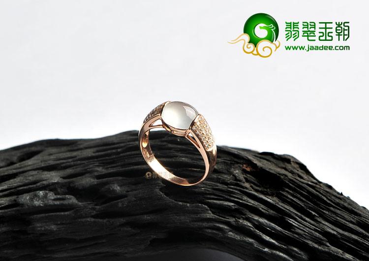 (超值推荐)玻璃种无色镶玫瑰金戒指(真钻)