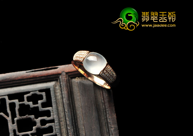 (超值推荐)玻璃种无色镶玫瑰金戒指(真钻)