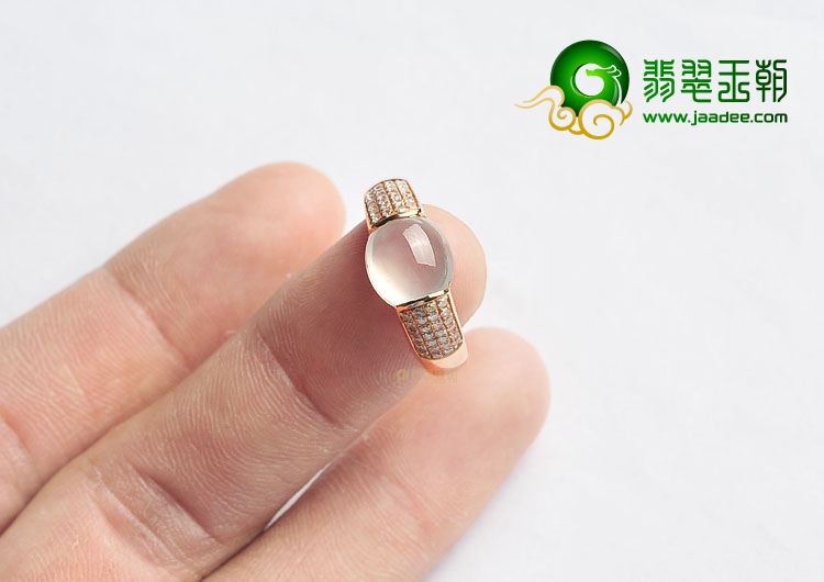 (超值推荐)玻璃种无色镶玫瑰金戒指(真钻)