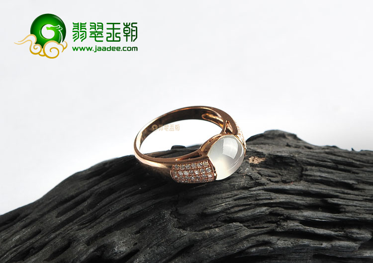 (超值推荐)玻璃种无色镶玫瑰金戒指(真钻)