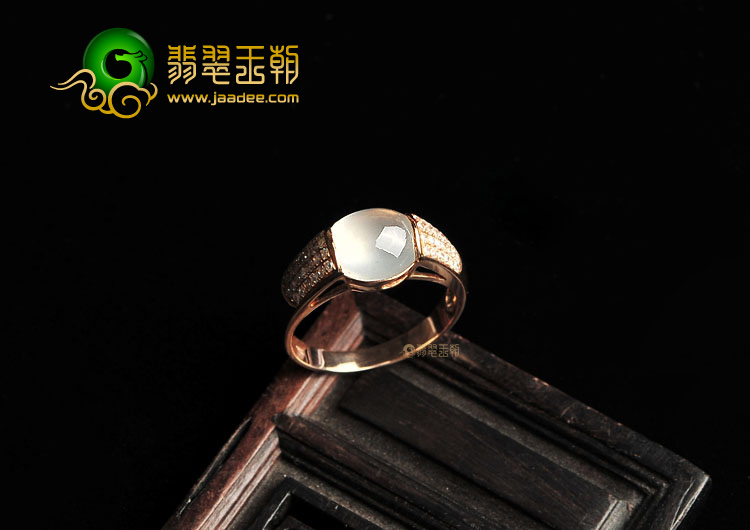 (超值推荐)玻璃种无色镶玫瑰金戒指(真钻)