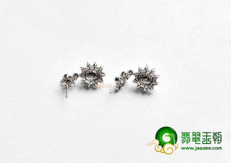 冰种正阳绿镶白金耳坠(真钻)