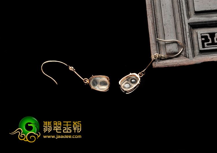 冰种无色镶玫瑰金甜甜蜜蜜耳坠