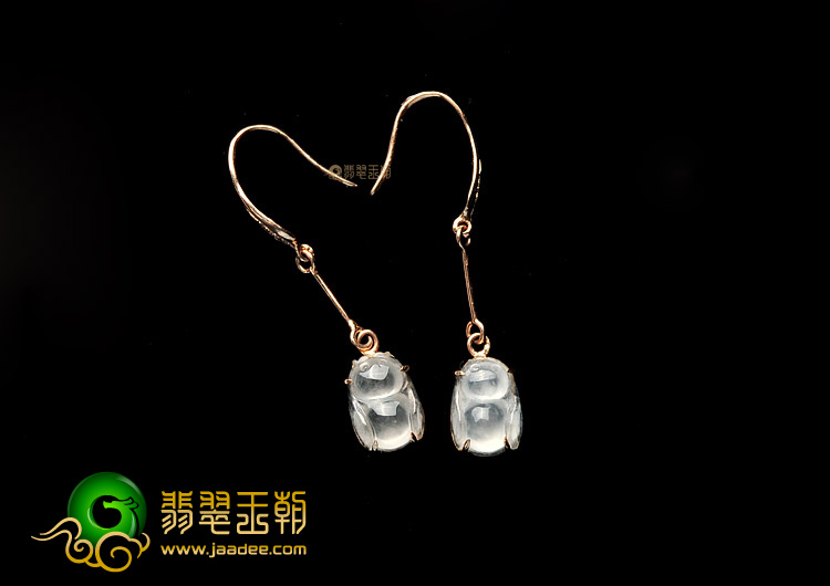 冰种无色镶玫瑰金甜甜蜜蜜耳坠