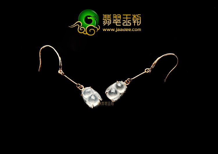 冰种无色镶玫瑰金甜甜蜜蜜耳坠