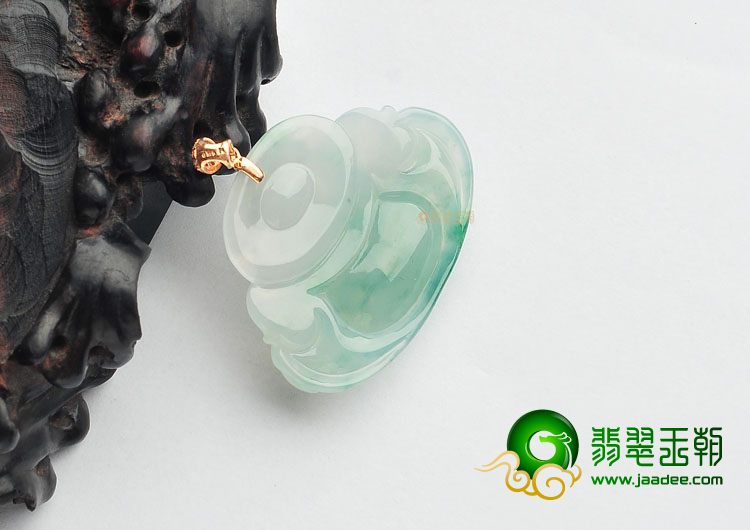 (超值推荐)冰种飘花玉佛挂件(金扣)
