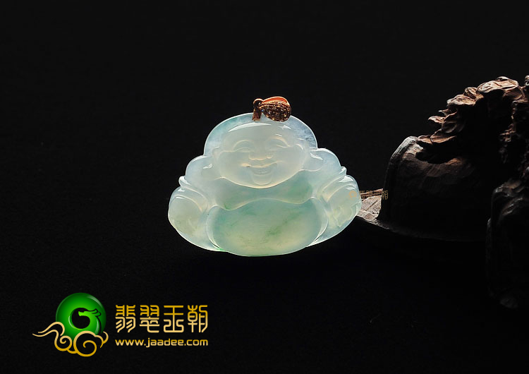 (超值推荐)冰种飘花玉佛挂件(金扣)