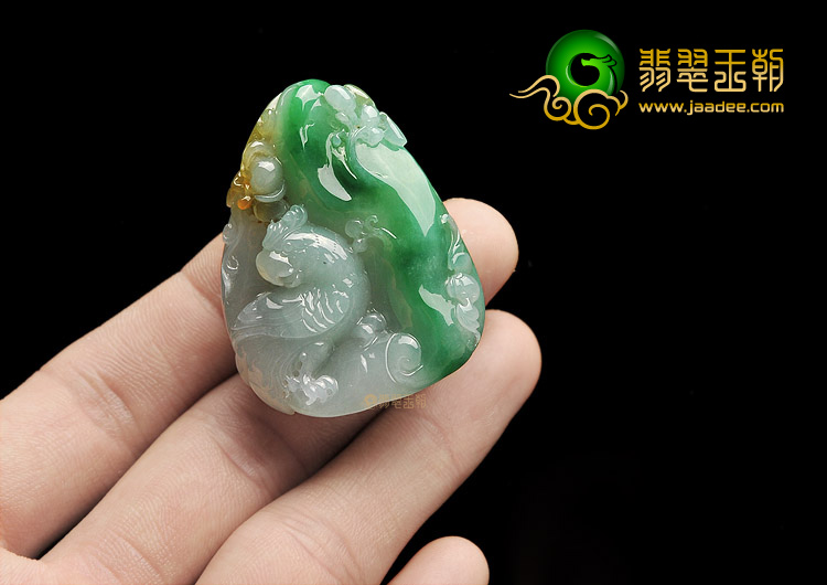(超值推荐)冰种黄加绿鸟语花香挂件
