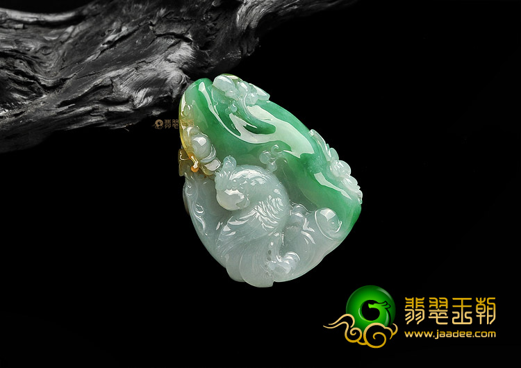 (超值推荐)冰种黄加绿鸟语花香挂件